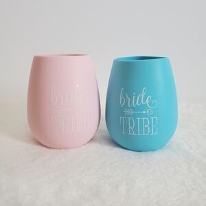 BRIDE Tribe Wine Portable Silicone Foldable Unbreakable Bachelorette 2 Pc 12 Oz